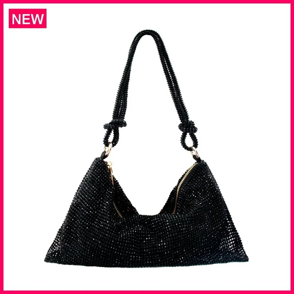 Rhinestone Evening Bag Sparkly Hobo Purse Formal Party Wedding Prom - Picture 1 of 8